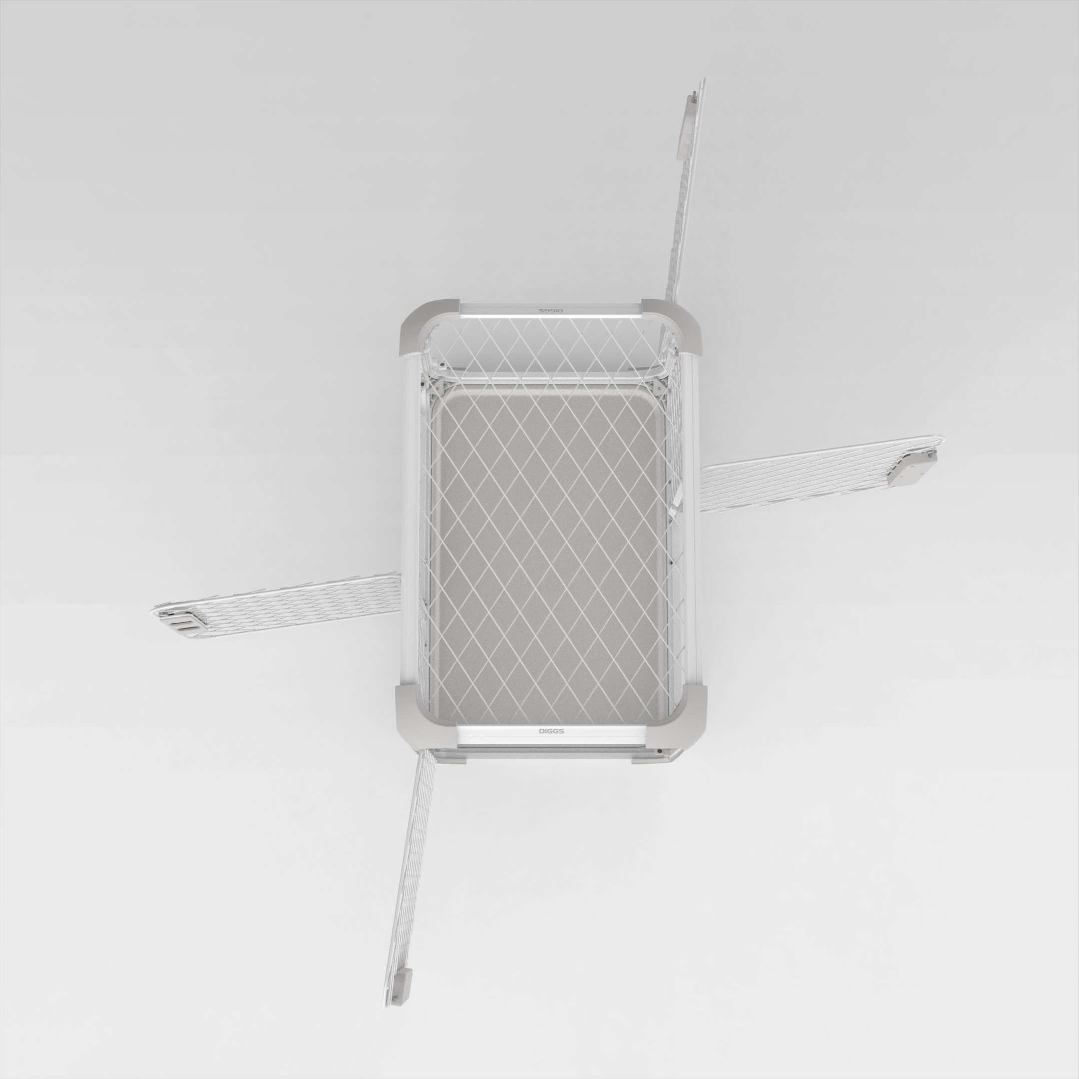 Overhead view of Evolv Dog Crate configured with 4 doors, one on each side.