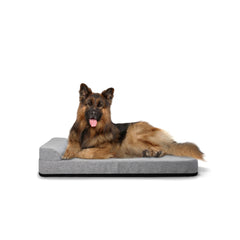 Side view of Bolstr Dog Bed with German Shepherd laying on it